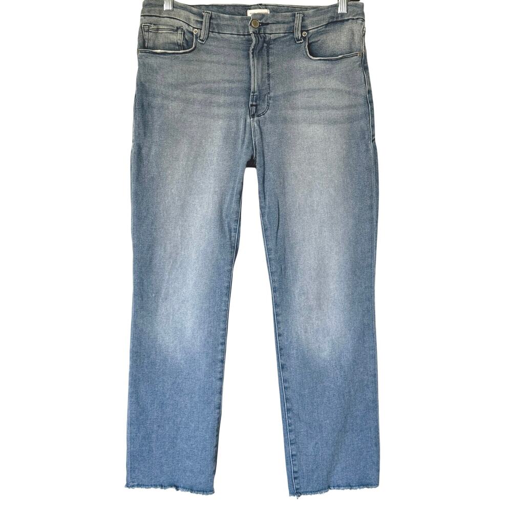 Good American Good Straight High Rise Jeans Women’s Size 12/31 Raw Hem *EUC - Picture 2 of 10
